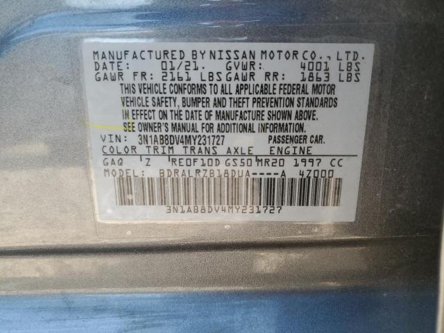 2021 NISSAN SENTRA SR 3N1AB8DV4MY231727