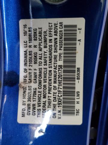 2017 HONDA CIVIC EXL 19XFC1F71HE201758