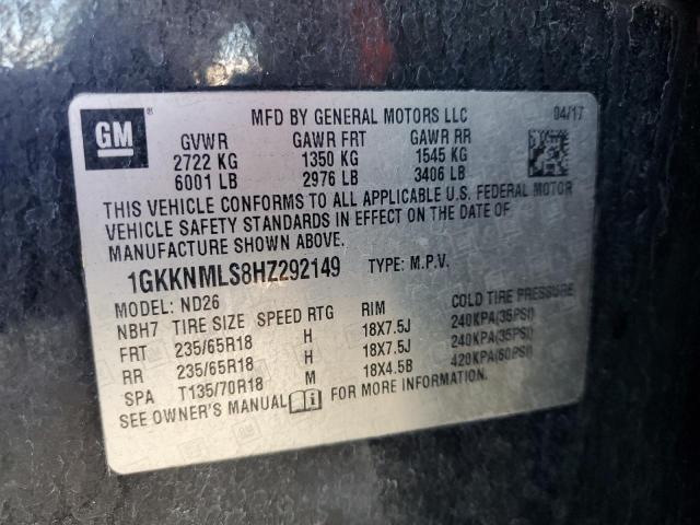 2017 GMC ACADIA SLT 1GKKNMLS8HZ292149