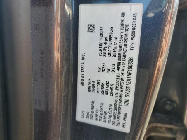 2022 TESLA MODEL 3 5YJ3E1EA1NF190826