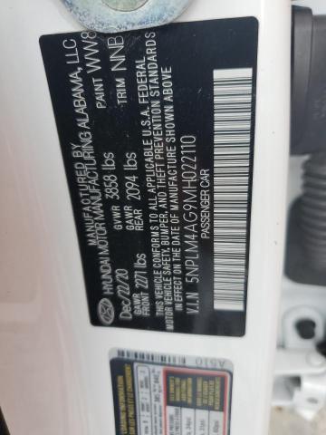 2021 HYUNDAI ELANTRA SEL 5NPLM4AG9MH022110
