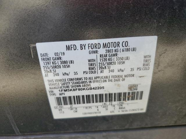 2019 FORD EXPLORER LIMITED 1FM5K8F80KGB42205