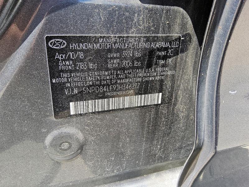 2018 HYUNDAI ELANTRA SEL 5NPD84LF9JH346277
