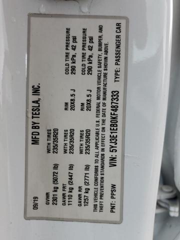 2019 TESLA MODEL 3 5YJ3E1EB0KF487333