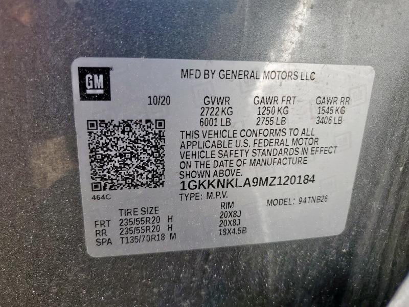 2021 GMC ACADIA SLE 1GKKNKLA9MZ120184