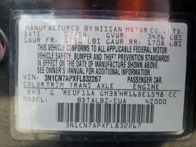 2015 NISSAN VERSA S 3N1CN7APXFL832267