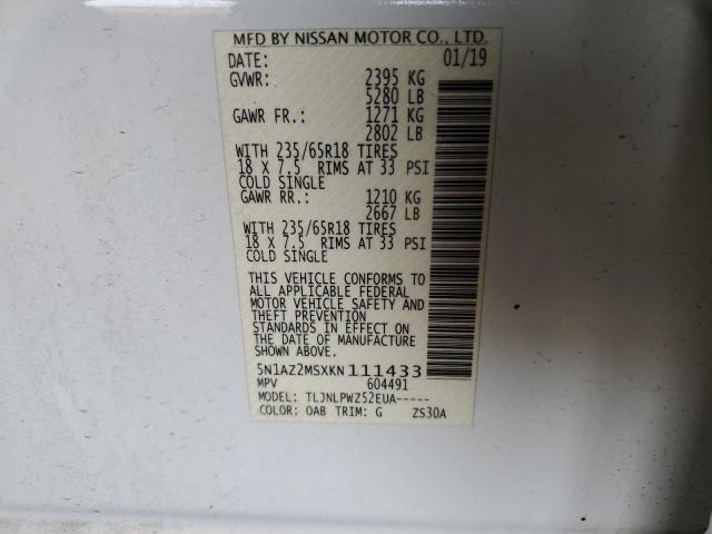 2019 NISSAN MURANO S - 5N1AZ2MSXKN111433