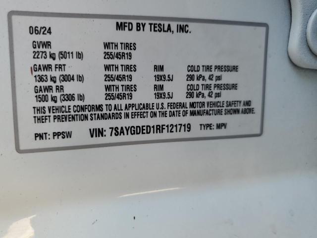 2024 TESLA MODEL Y 7SAYGDED1RF121719