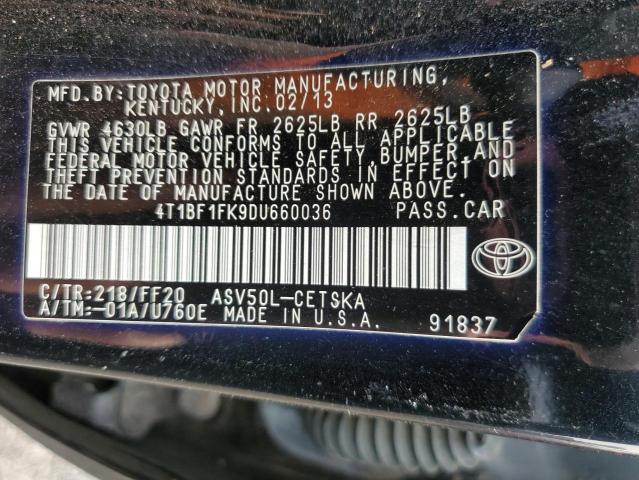 2013 TOYOTA CAMRY L - 4T1BF1FK9DU660036