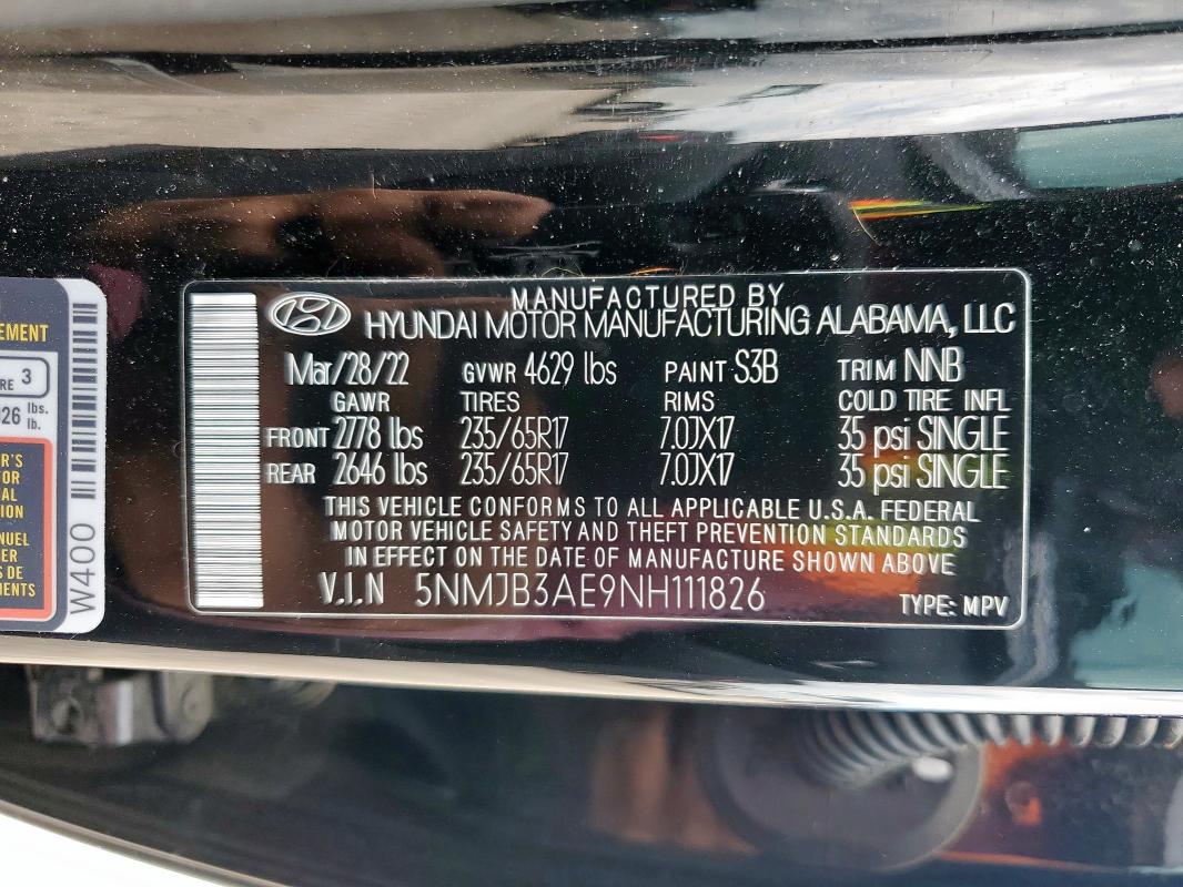 2022 HYUNDAI TUCSON SEL - 5NMJB3AE9NH111826