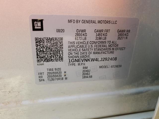 2020 CHEVROLET TRAVERSE H 1GNEVNKW4LJ292408