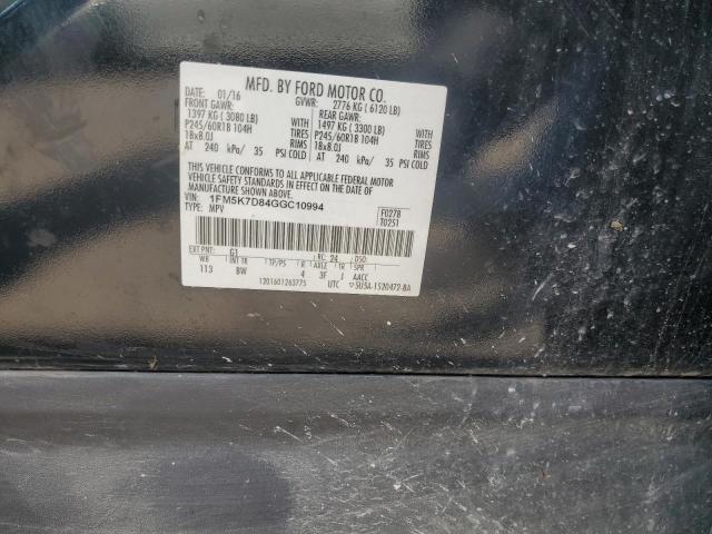 2016 FORD EXPLORER XLT 1FM5K7D84GGC10994