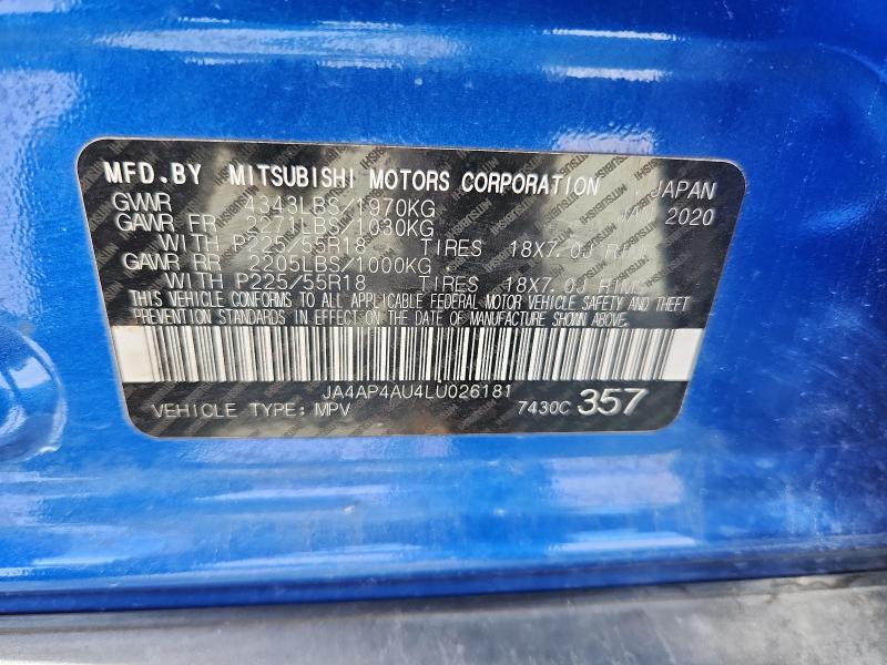 2020 MITSUBISHI OUTLANDER JA4AP4AU4LU026181