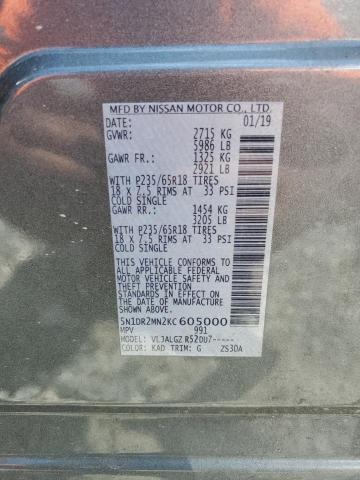 2019 NISSAN PATHFINDER 5N1DR2MN2KC605000