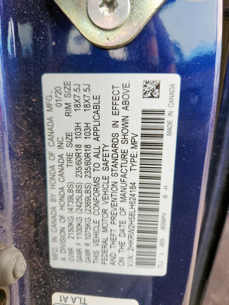 2020 HONDA CR-V 4D 4W 2HKRW2H58LH624184