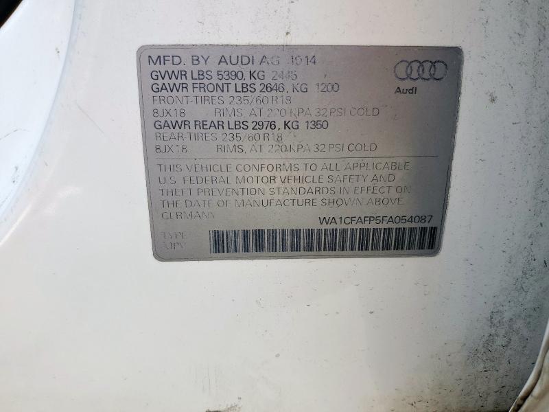 2015 AUDI Q5 PREMIUM WA1CFAFP5FA054087