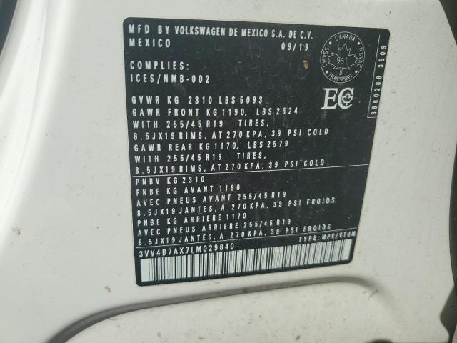 2020 VOLKSWAGEN TIGUAN SEL 3VV4B7AX7LM029840
