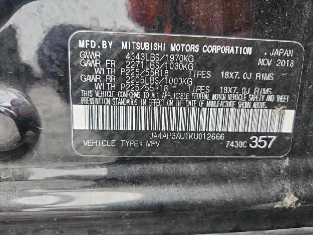2019 MITSUBISHI OUTLANDER JA4AP3AU1KU012666