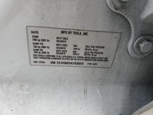 2020 TESLA MODEL Y 5YJYGDEE4LF036970