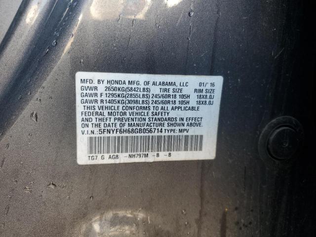 2016 HONDA PILOT EXL - 5FNYF6H68GB056714