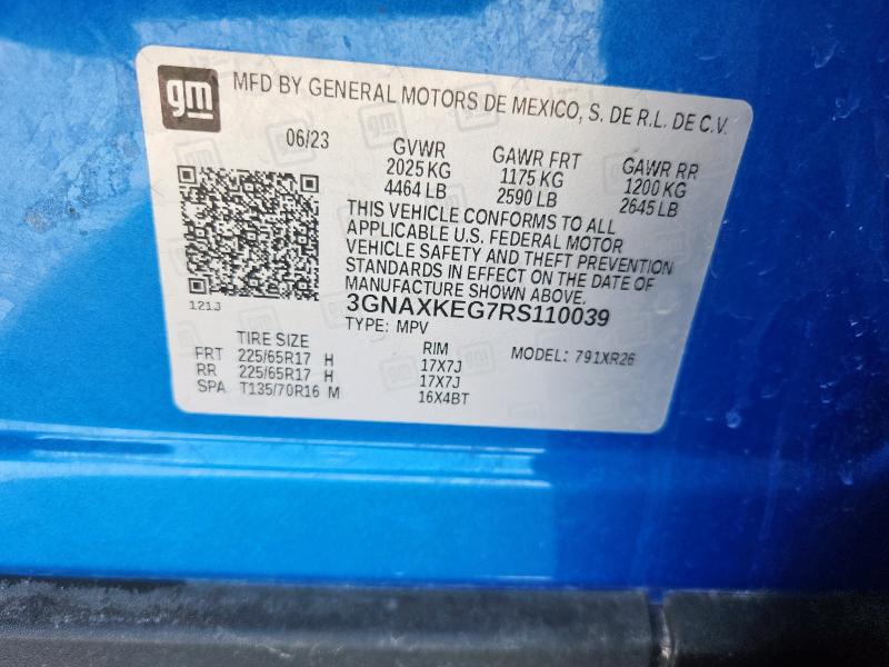 2024 CHEVROLET EQUINOX LT 3GNAXKEG7RS110039