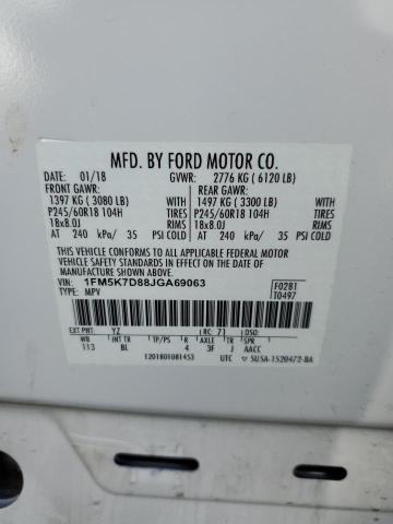 2018 FORD EXPLORER XLT 1FM5K7D88JGA69063