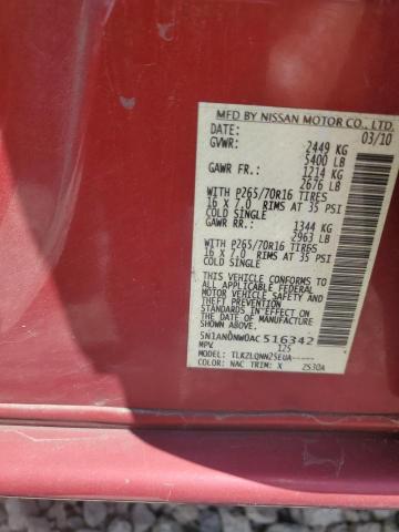 2010 NISSAN XTERRA OFF - 5N1AN0NW0AC516342