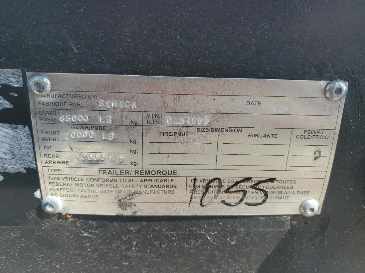 Lot #3224702169 1969 STRICK TRAILER