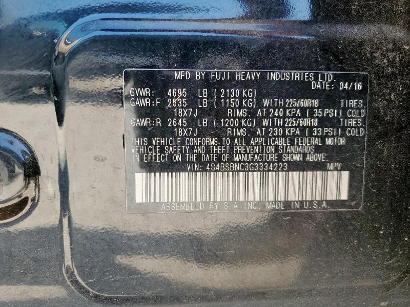 2016 SUBARU OUTBACK 2. - 4S4BSBNC3G3334223