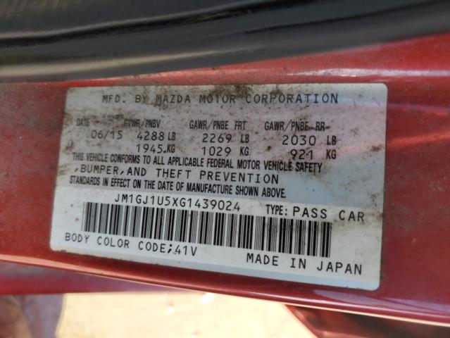 2016 MAZDA 6 SPORT JM1GJ1U5XG1439024
