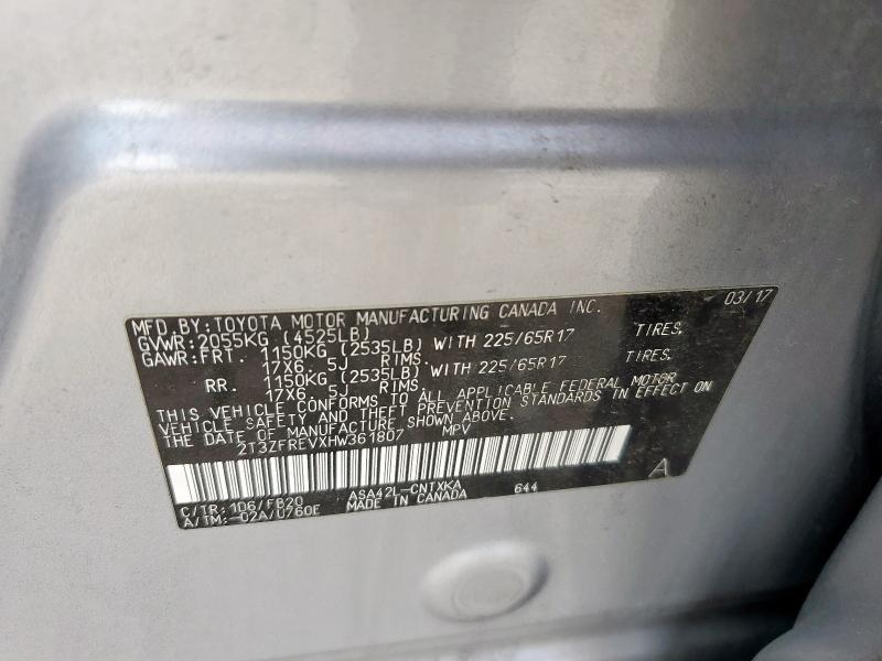 2017 TOYOTA RAV4 LE - 2T3ZFREVXHW361807