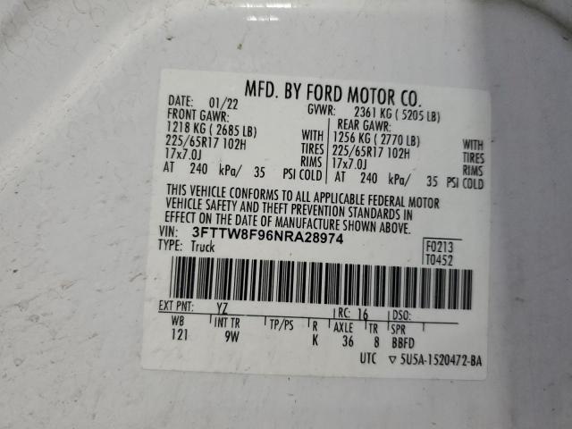 2022 FORD MAVERICK XL 3FTTW8F96NRA28974