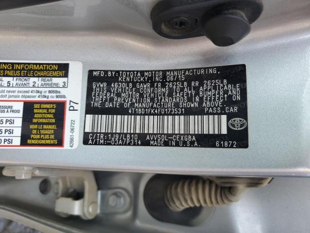 2015 TOYOTA CAMRY HYBR 4T1BD1FK4FU173531