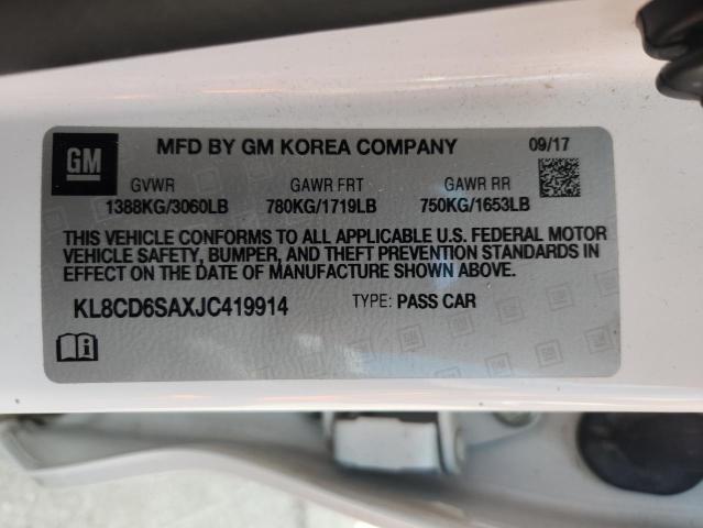 2018 CHEVROLET SPARK 1LT KL8CD6SAXJC419914