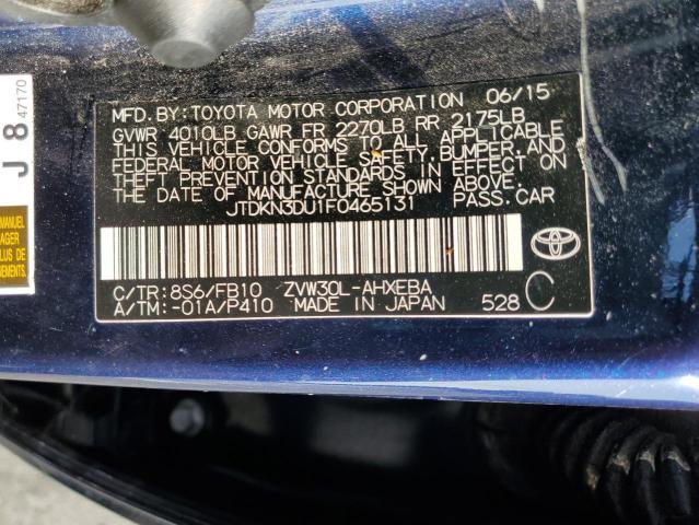 2015 TOYOTA PRIUS JTDKN3DU1F0465131
