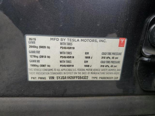 2015 TESLA MODEL S 85 5YJSA1H26FF084322