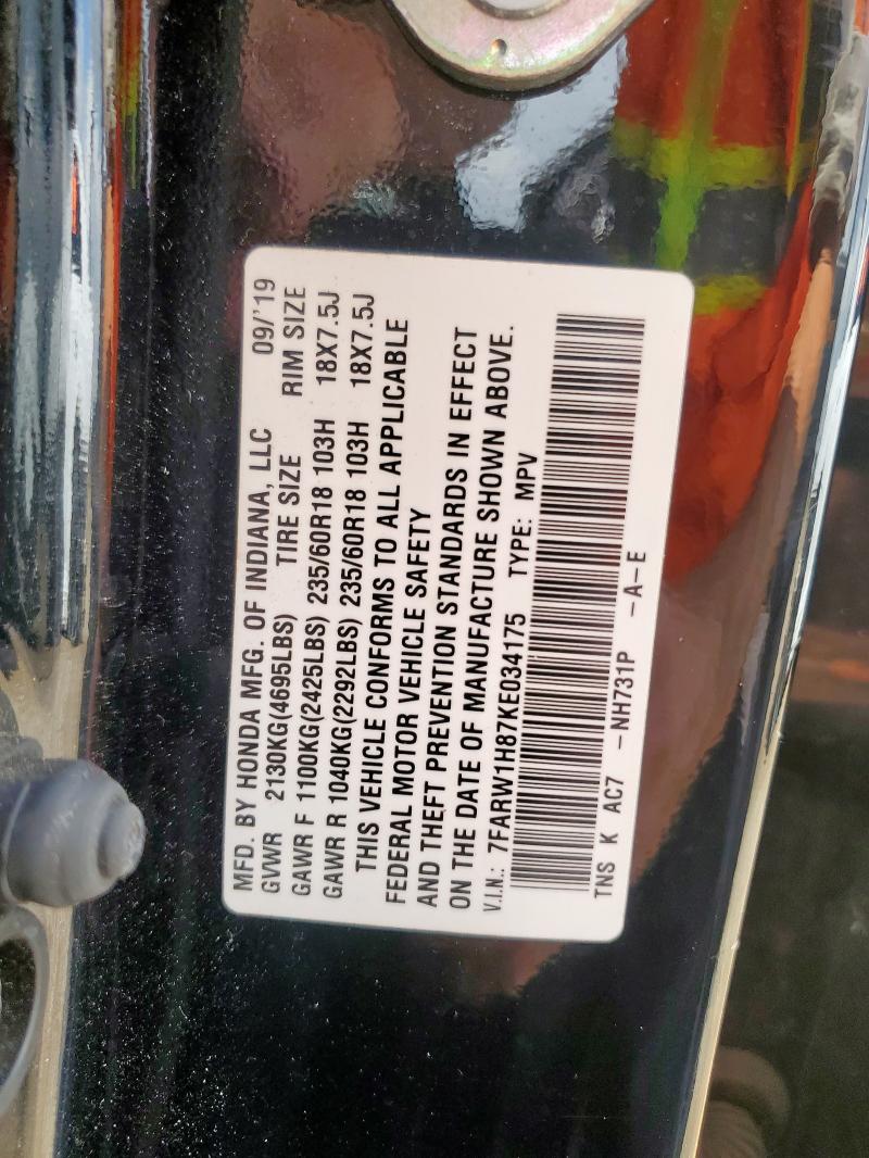 2019 HONDA CR-V EXL 7FARW1H87KE034175