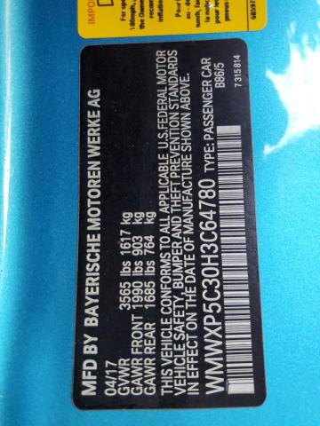 2017 MINI COOPER WMWXP5C30H3C64780