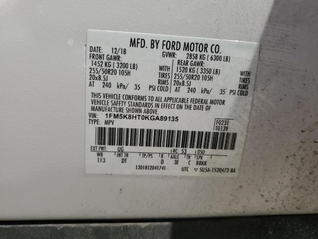 2019 FORD EXPLORER PLATINUM - 1FM5K8HT0KGA89135