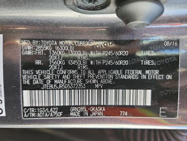 2016 TOYOTA 4RUNNER SR5/SR5 PREMIUM JTEBU5JR5G5372353