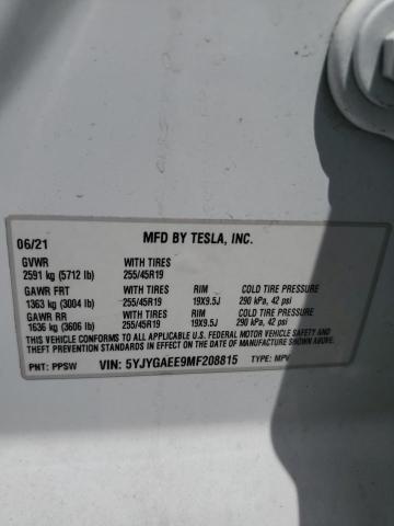 2021 TESLA MODEL Y 5YJYGAEE9MF208815