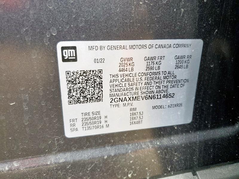 2022 CHEVROLET EQUINOX RS 2GNAXMEV6N6114652