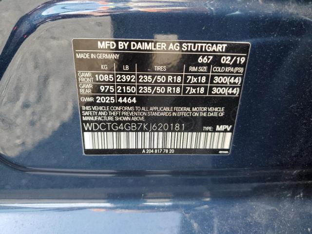 2019 MERCEDES-BENZ GLA 250 4M WDCTG4GB7KJ620181