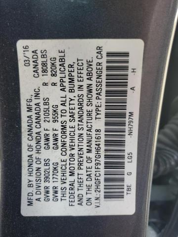 2016 HONDA CIVIC TOUR 2HGFC1F97GH641618