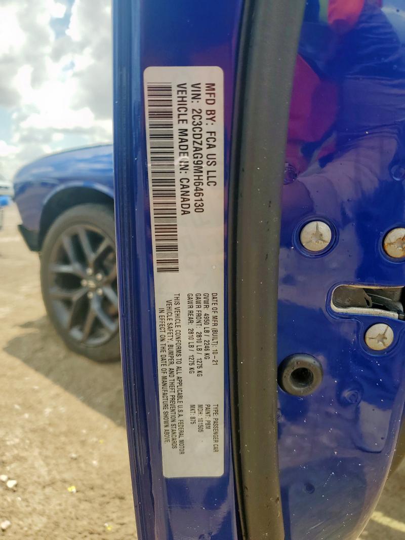 2021 DODGE CHALLENGER 2C3CDZAG9MH646130