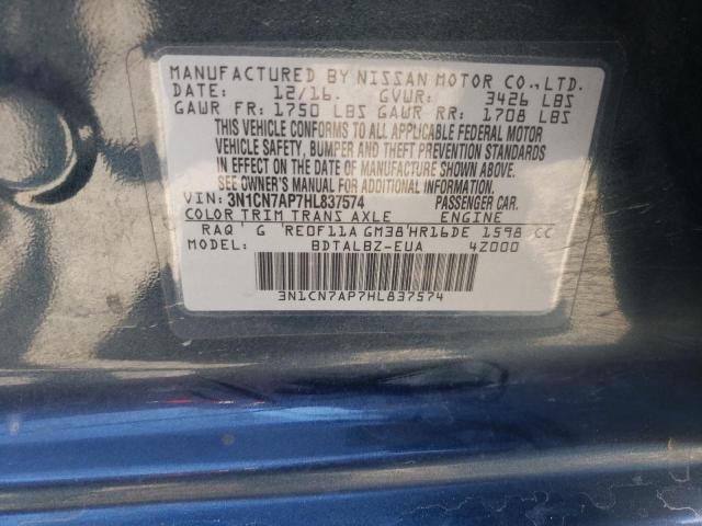 2017 NISSAN VERSA S 3N1CN7AP7HL837574
