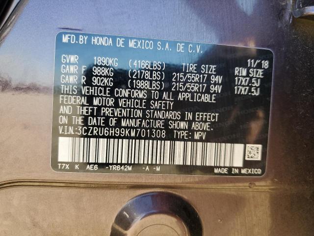 2019 HONDA HR-V TOURI 3CZRU6H99KM701308