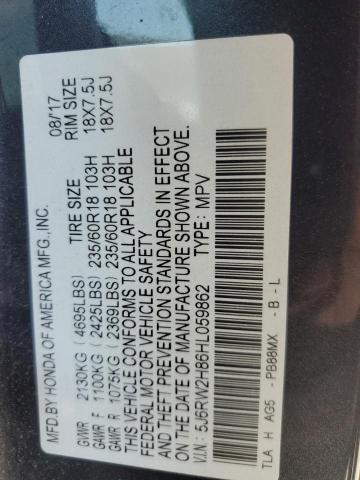 2017 HONDA CR-V EXL 5J6RW2H86HL059862
