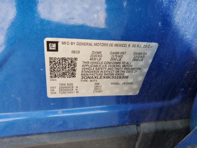 2019 CHEVROLET EQUINOX LT - 3GNAXLEX6KS516308