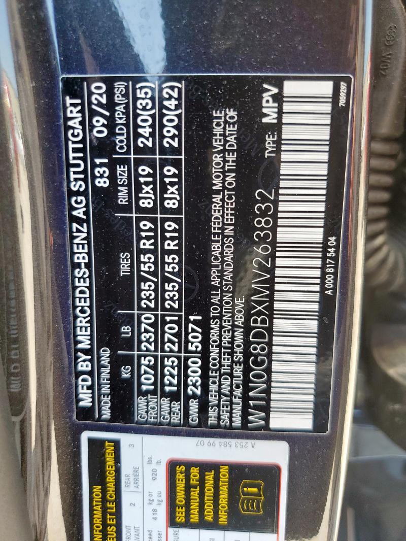 2021 MERCEDES-BENZ GLC 300 W1N0G8DBXMV263832